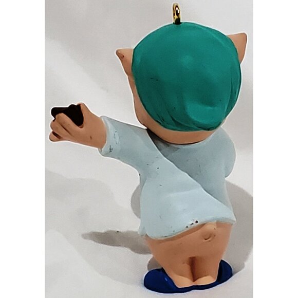 Hallmark Looney Tunes PORKY PIG with milk & cookies CHRISTMAS ORNAMENT 1993 VTG - Picture 5 of 8